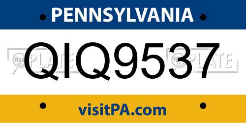 QIQ9537 Pennsylvania License Plate