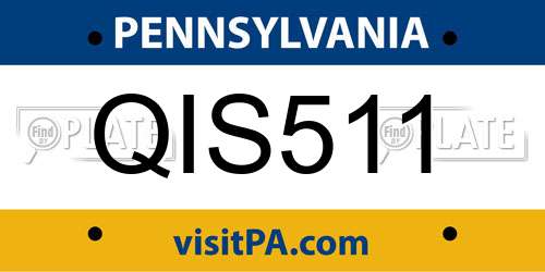 QIS511 Pennsylvania License Plate