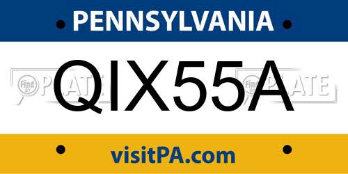 QIX55A Pennsylvania License Plate