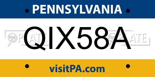 QIX58A Pennsylvania License Plate