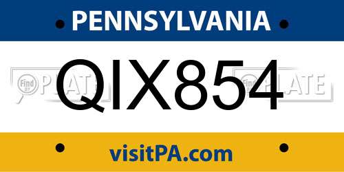 QIX854 Pennsylvania License Plate