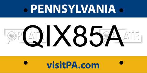 QIX85A Pennsylvania License Plate