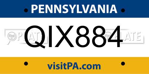 QIX884 Pennsylvania License Plate
