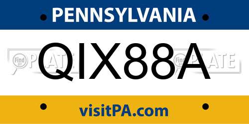 QIX88A Pennsylvania License Plate