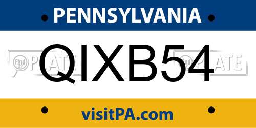 QIXB54 Pennsylvania License Plate
