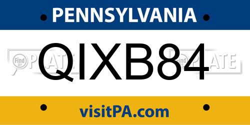 QIXB84 Pennsylvania License Plate