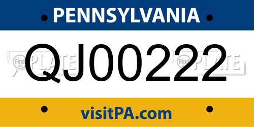 QJ00222 Pennsylvania License Plate