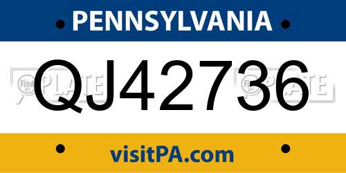 QJ42736 Pennsylvania License Plate