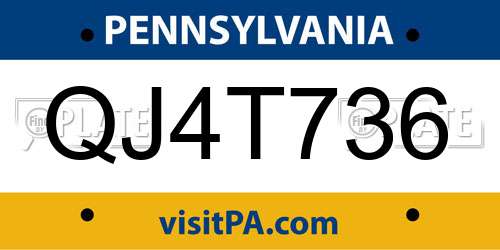 QJ4T736 Pennsylvania License Plate