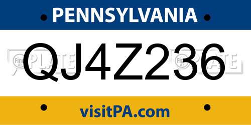 QJ4Z236 Pennsylvania License Plate