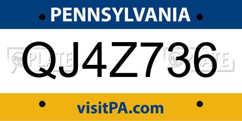 QJ4Z736 Pennsylvania License Plate