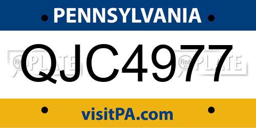 QJC4977 Pennsylvania License Plate