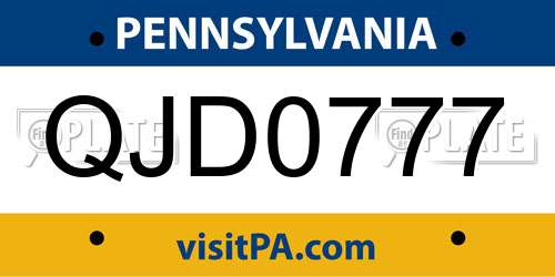 QJD0777 Pennsylvania License Plate