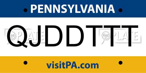 QJDDTTT Pennsylvania License Plate