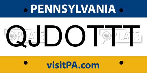 QJDOTTT Pennsylvania License Plate
