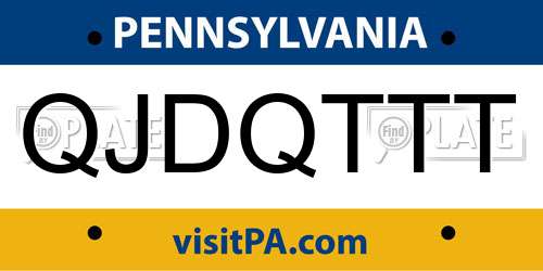 QJDQTTT Pennsylvania License Plate