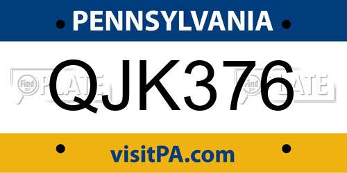 QJK376 Pennsylvania License Plate