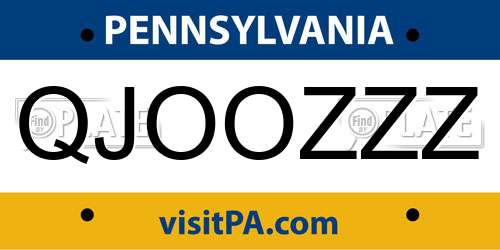 QJOOZZZ Pennsylvania License Plate