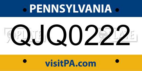 QJQ0222 Pennsylvania License Plate