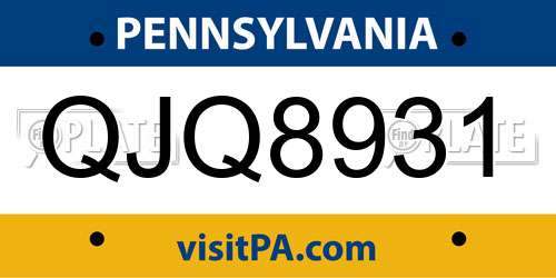 QJQ8931 Pennsylvania License Plate