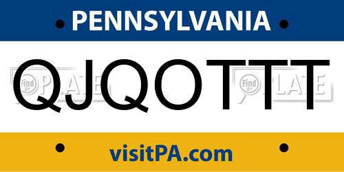 QJQOTTT Pennsylvania License Plate