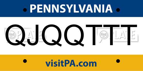 QJQQTTT Pennsylvania License Plate