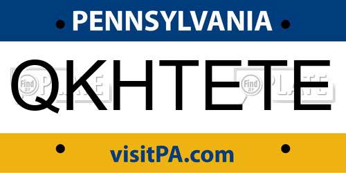 QKHTETE Pennsylvania License Plate