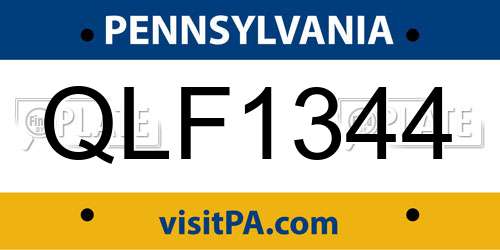 QLF1344 Pennsylvania License Plate