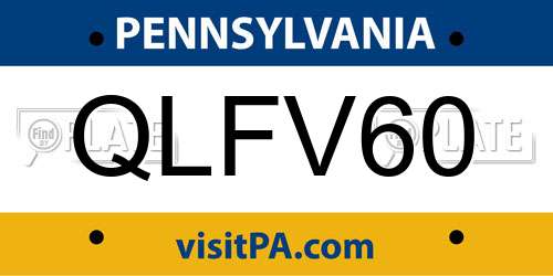 QLFV60 Pennsylvania License Plate