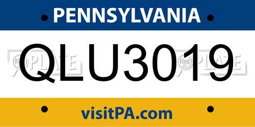 QLU3019 Pennsylvania License Plate