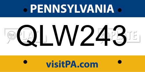 QLW243 Pennsylvania License Plate