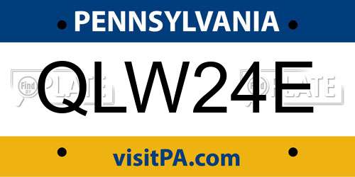 QLW24E Pennsylvania License Plate
