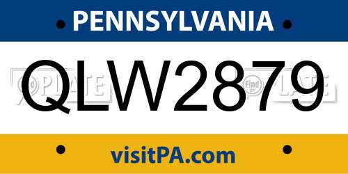QLW2879 Pennsylvania License Plate
