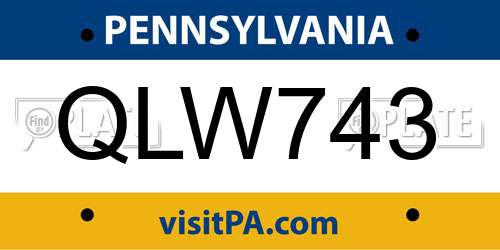 QLW743 Pennsylvania License Plate