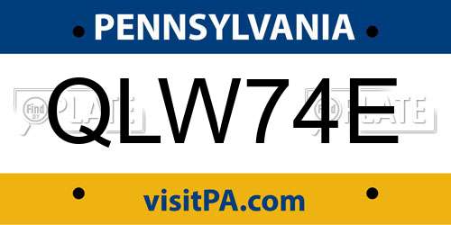 QLW74E Pennsylvania License Plate