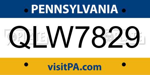 QLW7829 Pennsylvania License Plate