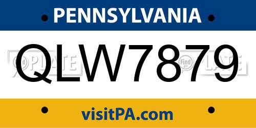 QLW7879 Pennsylvania License Plate