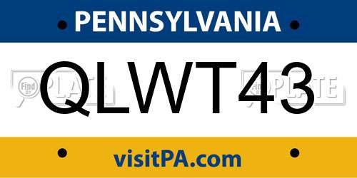 QLWT43 Pennsylvania License Plate