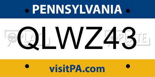 QLWZ43 Pennsylvania License Plate