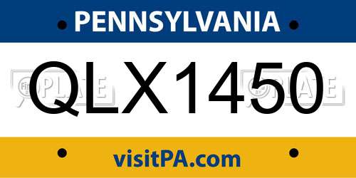 QLX1450 Pennsylvania License Plate