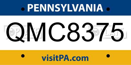 QMC8375 Pennsylvania License Plate