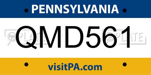QMD561 Pennsylvania License Plate