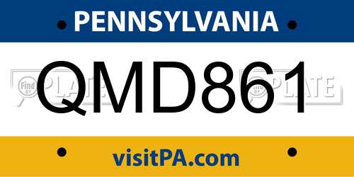 QMD861 Pennsylvania License Plate