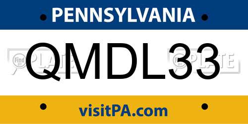 QMDL33 Pennsylvania License Plate