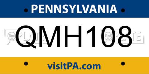 QMH108 Pennsylvania License Plate