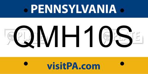 QMH10S Pennsylvania License Plate