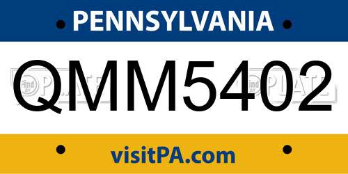 QMM5402 Pennsylvania License Plate