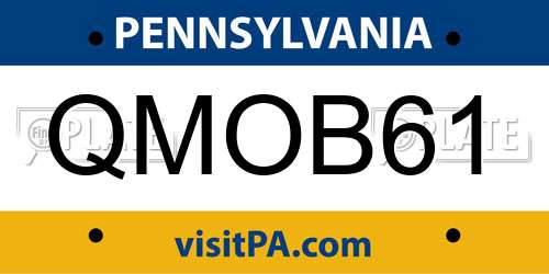 QMOB61 Pennsylvania License Plate