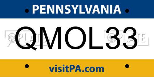 QMOL33 Pennsylvania License Plate