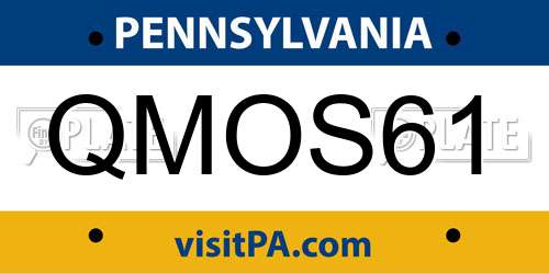 QMOS61 Pennsylvania License Plate